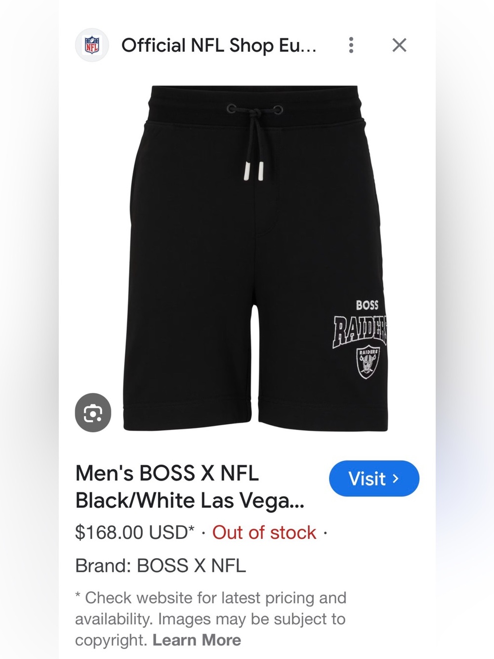 Hugo Boss x NFL- Riders by Lee Black Athletic Logo Shorts with White Accents